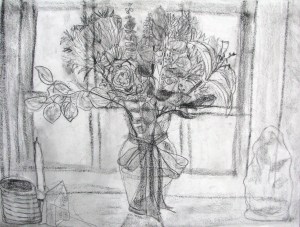 Flowers in my Window Graphite 18 x 24